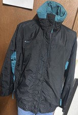 Vtg 90s Columbia Bugaboo Black Teal Lined Zip Jacket Womens L Large Radial Arm