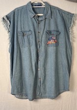 VINTAGE US Bike Week Myrtle Beach 2007 Cutoff Sleeves Jean Shirt XL Harley K1183