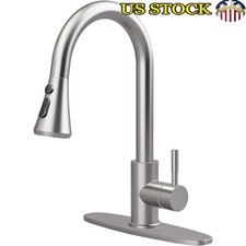 Stainless Steel Kitchen Faucet 360  Swivel Pull Down Sprayer Easy Install New