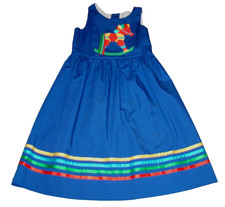 VTG Chocolate Soup Girls Size 6X Appliqued Rocking Horse Ribbons Dress