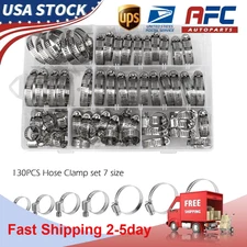 130pcs Adjustable Hose Clamps Worm Gear Stainless Steel Clamp Assortment Kit