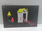 Vintage Black Light Reflective Outhouse Cardboard Sign 11-in 7-in