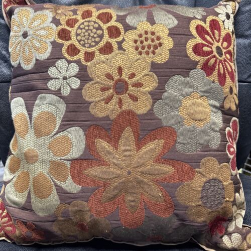 Pier 1 Imports Boho Pillow Browns Reds Yellow Flowers - Picture 2 of 8