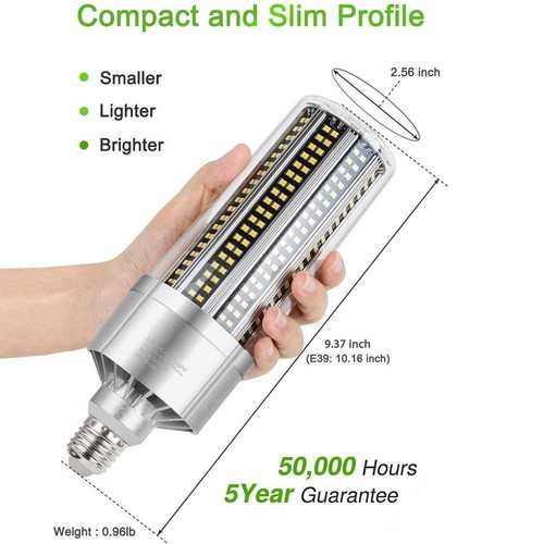 80W-200W LED Corn Bulbs E26/27/39/40 Super Bright Light Bulb Natural White/White - Picture 9 of 17