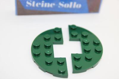 Lego (c) 2x runde Platte 3x6 - dunkelgrün - 18646 - green - Platten halbrund