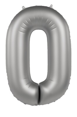 Folienballon Zahl 0 Moonlight Silber - 88cm Geburtstag Party Dekoration Geschenk