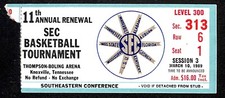 1989 SEC Basketball Tournament Ticket 3/10 Session 3 Alabama Champs 89397