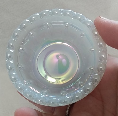 Mosser Feenlampe weiß irisierendes Glas handbemalt Schmetterling - Bild 9 von 13