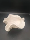 Vintage Murano Barbini Art Glass Shell Bowl Gold Flecks White Gold Candy Dish