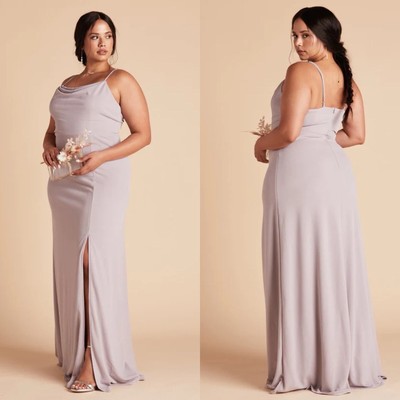 Birdy Grey Ash Crepe Cowlneck Draped Lilac Bridesmaid Maxi Dress Plus 2X NWT