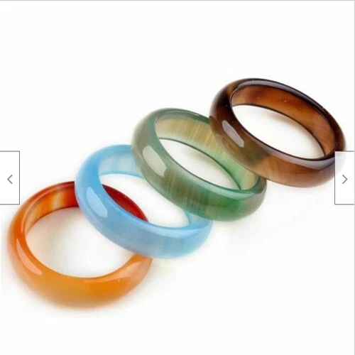 Lote de 10 piezas al por mayor mezcla colorida banda de ágata natural piedras preciosas anillos de jade joyería - Imagen 5 de 9