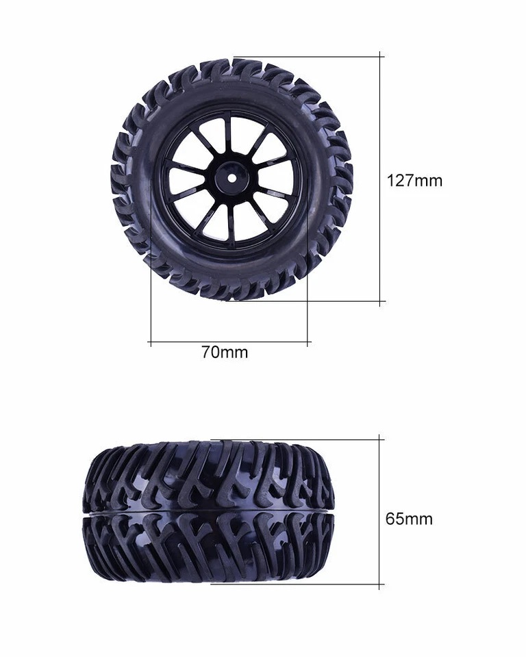 4x 12mm Hex 10 Contour Offroad Felge Reifen Tire für RC 1/10 Monster Truck Car - Bild 3 von 4