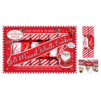 8 Musical Whistle Christmas Crackers Jingle Bells Festive Fun Music Family Game 