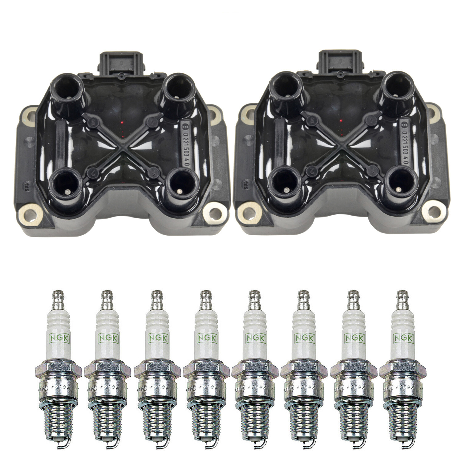 Bosch 2 Ignition Coil NGK 8 G-Power Spark Plug Kit For Lagonda Range Rover V8