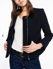 £420 Ba&sh Wild Blue Wool Blend Jacket/ Coat Size Uk 8