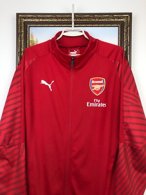 Arsenal Puma Football Jacket Soccer Track Top Mens Red Gunners
