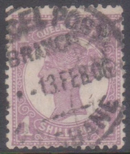 (F256-21) 1897 QLD 1/- violet QVIC stamp (U) 