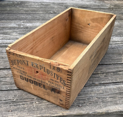 Vintage DuPont  Dubel A 25 lb. Wood Crate Dynamite Mining