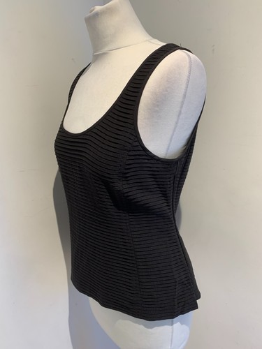 Emporio Armani cami vest top 42 UK 12 14 VGC black silk layered blouse fitted - Picture 3 of 10