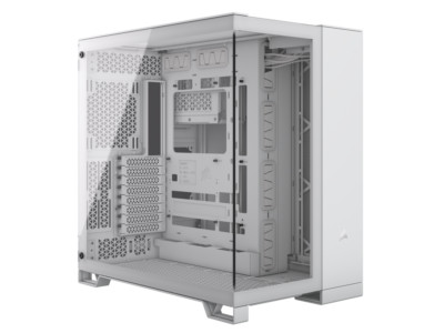 CORSAIR 6500X Mid-Tower Dual Chamber PC Case   White - Unobstructed view with wr