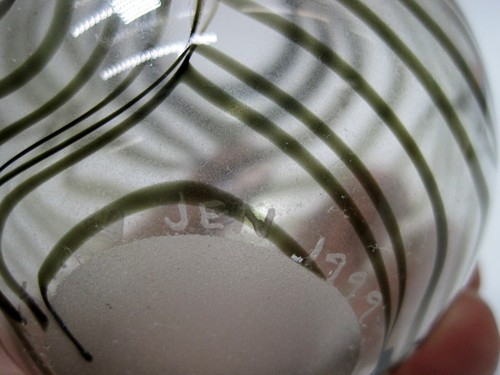Vintage Studio Art Glass Pulled Feather Vase Clear Signed Julia & Matt 1999 - Picture 6 of 6