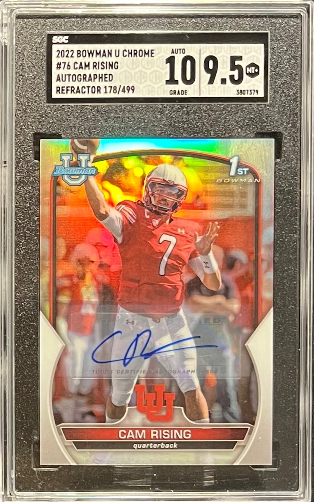 2022 BOWMAN CHROME U CAM RISING REFRACTOR AUTOGRAPH #178/499 SGC 9.5 AUTO 10