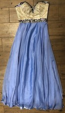 SHERRY HILL Evening Prom Homecoming DRESS Periwinkle Blue T0NS Of CRYSTALS Sz 8