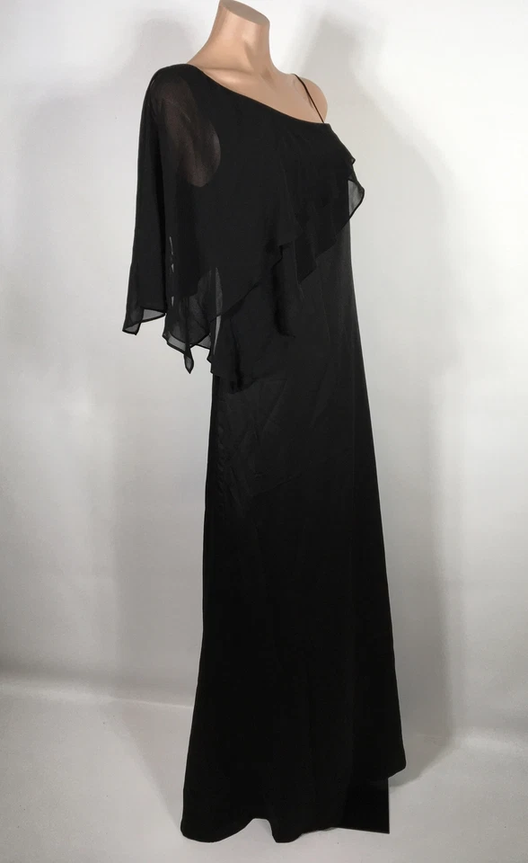 Max and Cleo Capa Negro Un Hombro Largo Vestido de Cóctel Vestido de Noche Formal 6 Foto 4 de 4