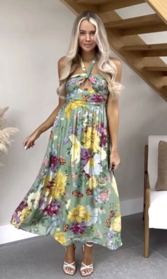 H&M Green Floral Halter Neck Midi Maxi Cut Out Summer Dress SIZE M 12 14 SS22 | eBay H&M Green Floral Halter Neck Midi Maxi Cut Out Summer Dress SIZE M 12 14 SS22 | eBay