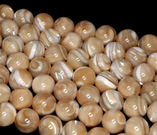 ISLA PLAYA CONCHA PIEDRA PRECIOSA REMOLINO CREMA REDONDO 10 MM CUENTAS SUELTAS 7,5 pulgadas - Imagen 3 de 3