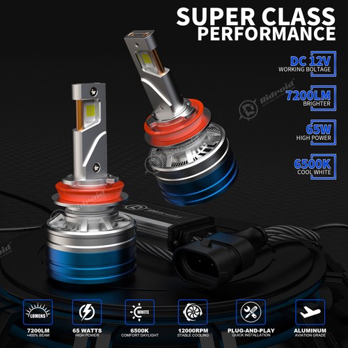 4x H11 LED Headlight Kit High Low Beam 500% Super Bright 6500K White Light Bulbs - Picture 7 of 15