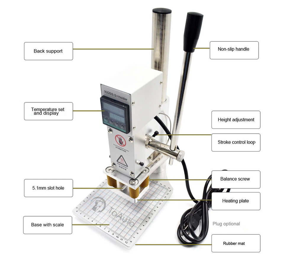 220V Leather Hot Foil Stamping Machine 5*7CM Card Embossing Bronzing Stamper New - Image 3 of 4