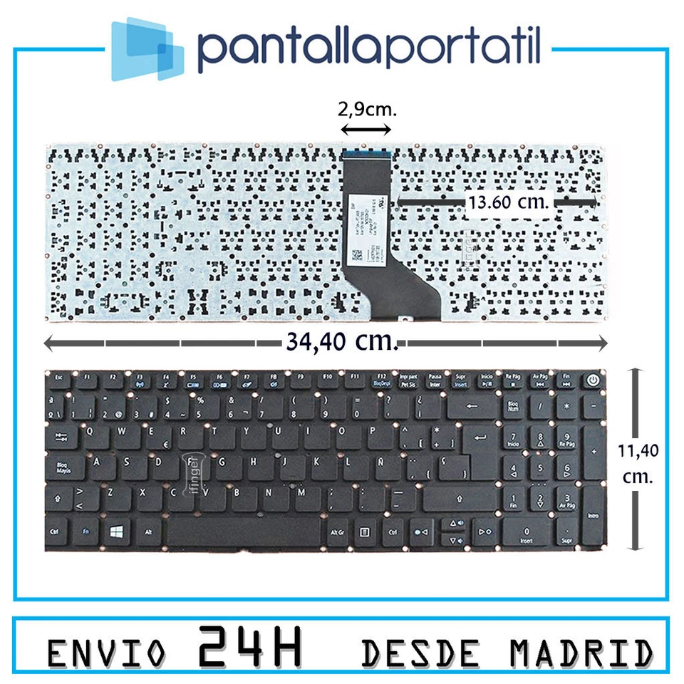 IFINGER Teclado Para Portatil Acer Extensa Ex 2540-33dl Ex 2540-35bd Ex 2540-38dv Sp ...
