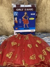 DC Supergirl Costume Size S 6/6X Dress, Cape, Headband Holiday Gift