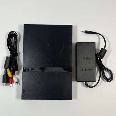 Sony PlayStation 2 Slimline Konsole PS2 Slim Schwarz PAL + Kabel Model SCPH-7...