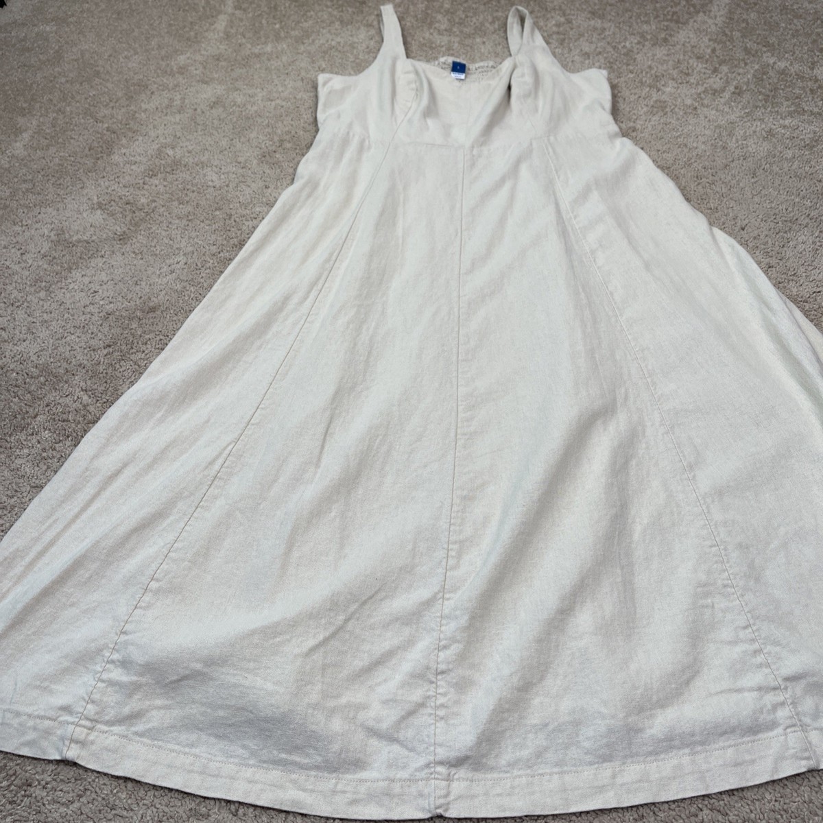 Old Navy Dress Womens L Beige Linen Neutral Boho Coastal Cottage Beachy  Summer | eBay