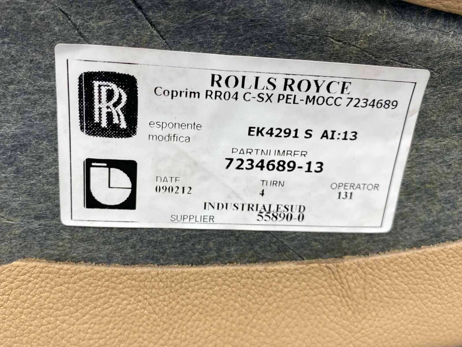 Rolls-Royce Ghost 2009-2014 Rear Left Pillar trim P/N 7234689