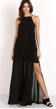 Show Me Your MuMu Bronte Maxi Dress Women’s XS Sheer Black Chiffon Side Slits 