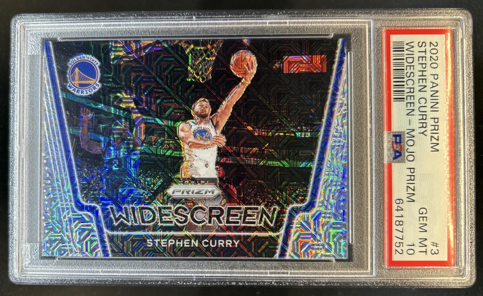 2020-21 Panini Prizm Stephen Curry Widescreen Prizm Mojo #/25 Warriors PSA 10