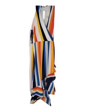 Julia Jordan Women’s Multicolor Striped V Neck Maxi Dress Ruffle Hem Size 16