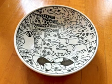 Mino Ware Ceramics Round Deep Plate | Made In Japan | Animals Design