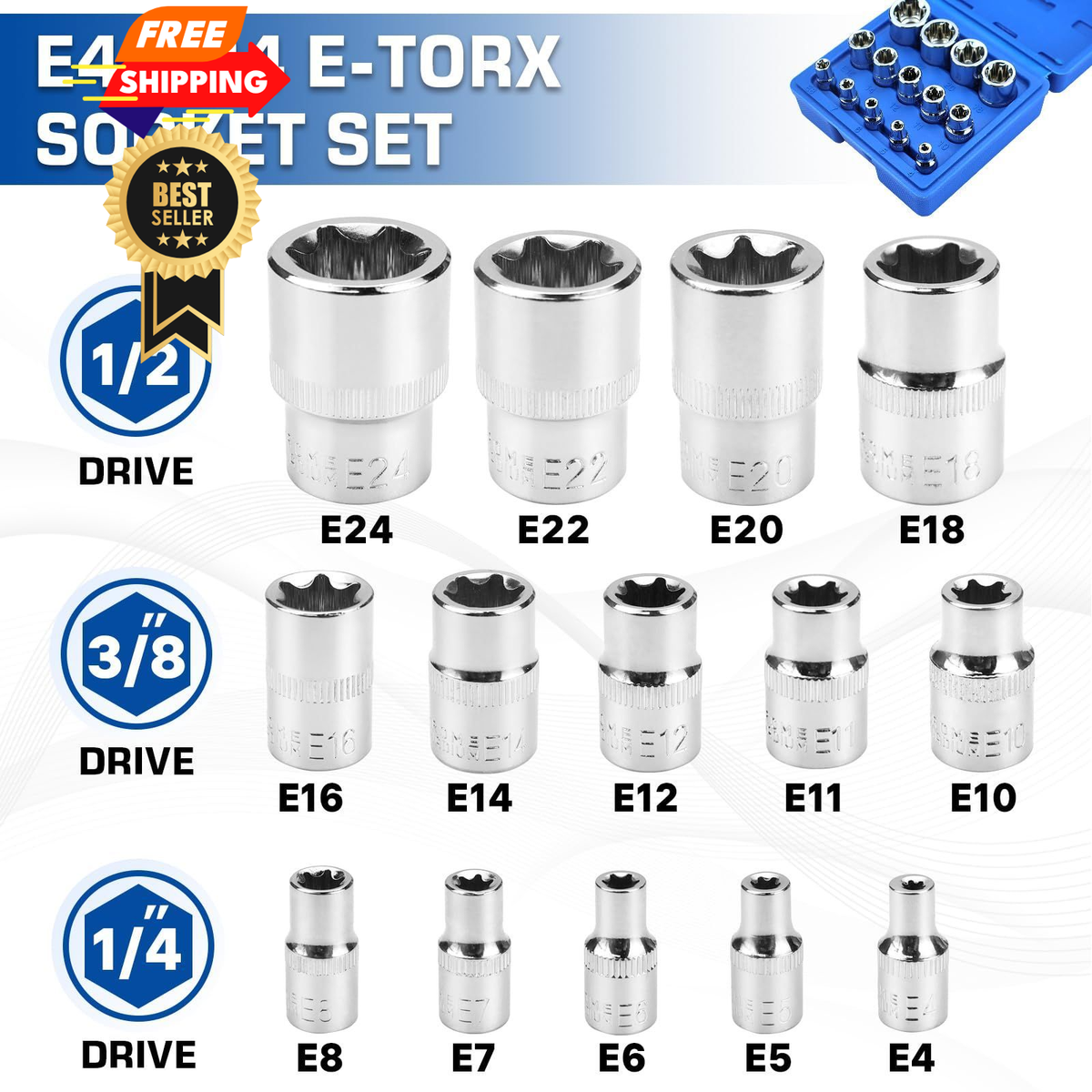 Torx schroevendraaierset - Merk: Silverline, Inhoud set: Torx, Security Torx, Aantal: 10