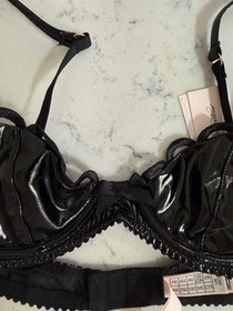 Hottest Agent Provocateur Zarya Black PVC Demi Bra 34C NWT!!! So Major
