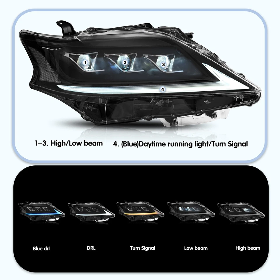 VLAND Paar VOLL LED Scheinwerfer Für Lexus RX270 RX300 RX350 RX450H 2013-2015 - Bild 2 von 4