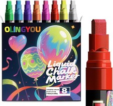 Window Chalk Markers for Cars Glass Washable, 8 Colors Jumbo Liquid Chalk Mar