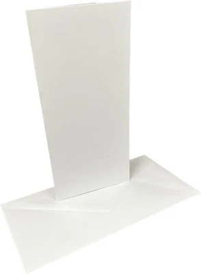 DJP DL Creased Blank White Smooth 300gsm Cards & DL Envelopes - Pack of 50