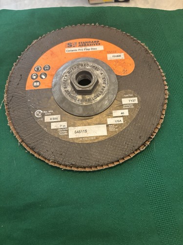 Standard Abrasives Ceramic Flap Disc 8600 RPM 7” 40 Grit TY27 Grinding Wheel.