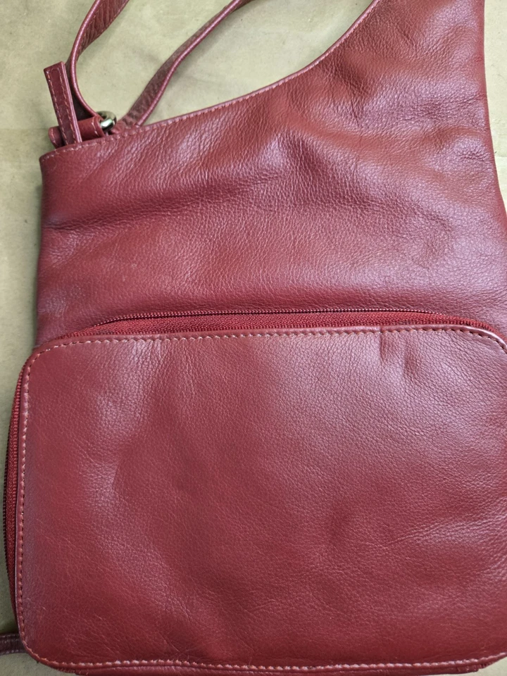 Cartera Bandolera Vintage Paul And Taylor Cuero Rojo 11x9x3 Foto 4 de 4