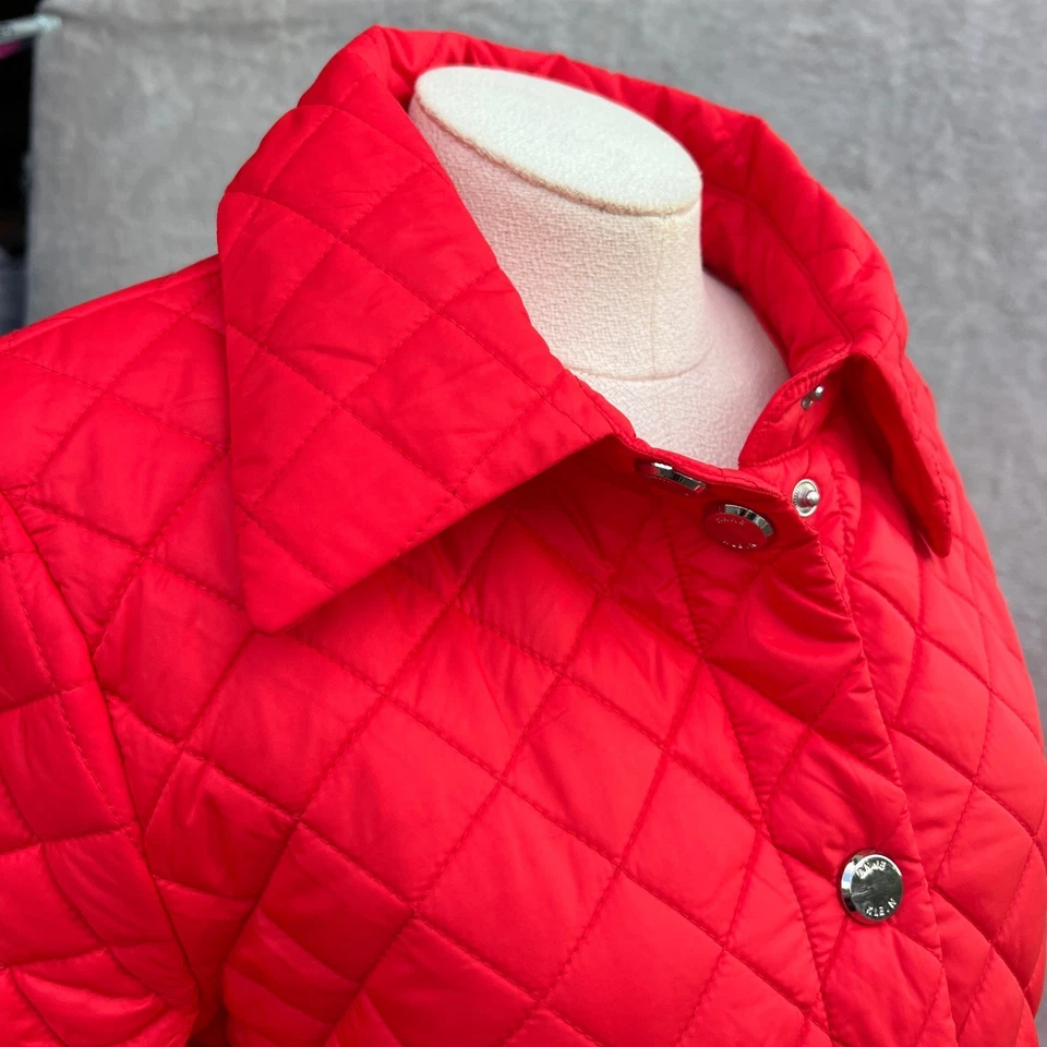 Anne Klein Quilted Jacket Snap Front Red womens Size Small holidays NEW preppy - Image 3 of 4