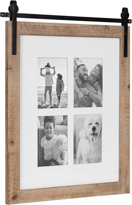 Rustic Farmhouse Wooden Collage Frame for 4 Photos, 21x26 Natural Brown